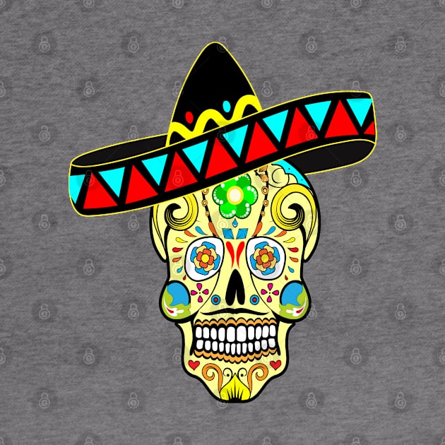 Cute Skull With Mexican Hat Day Of The Dead Retro Vintage For Perfect Gift by SILVER01